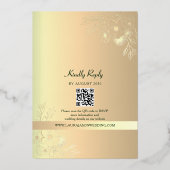 Invitation En Aluminium Code QR de mariage vert émeraude et or (Verso)