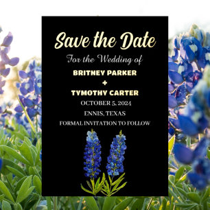 Invitation En Aluminium Code QR de photo florale de bleuets bleus pour mar