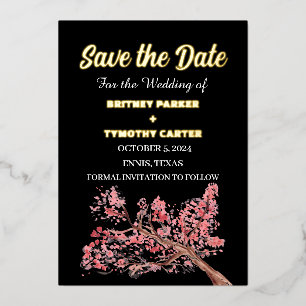 Invitation En Aluminium Code QR de photo florale de cerisier en fleurs Mar