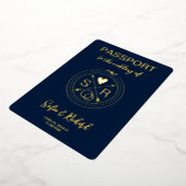 Invitation En Aluminium Code QR du Mariage de passeport Destination Gold F (Rotation)