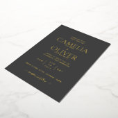 Invitation En Aluminium Code QR du Mariage d'huile d'or noir All-In-1 (Rotation)