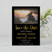 Invitation En Aluminium Code QR moderne Calligraphie photo Mariage noir (Debout devant)