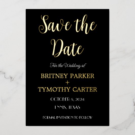 Invitation En Aluminium Code QR moderne Calligraphie photo Mariage noir Fo (Recto)