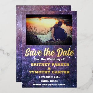 Invitation En Aluminium Code QR Moderne de Mariage de Galaxie Céleste en P