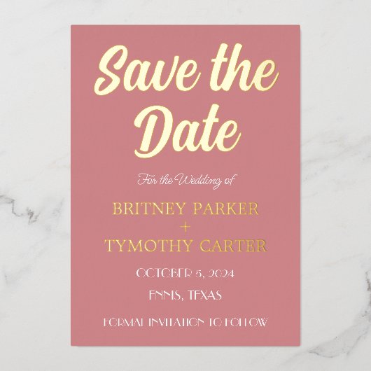 Invitation En Aluminium Code QR moderne Photo Dusty Rose Script Mariage Fo (Recto)