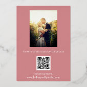 Invitation En Aluminium Code QR moderne Photo Dusty Rose Script Mariage Fo (Verso)