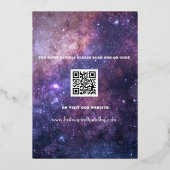 Invitation En Aluminium Code QR moderne Photo Galaxie céleste Mariage (Verso)