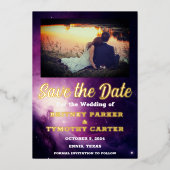 Invitation En Aluminium Code QR moderne Photo Galaxie céleste Mariage (Recto)