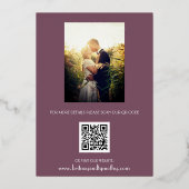 Invitation En Aluminium Code QR moderne Photo Mariage de lavande violet (Verso)