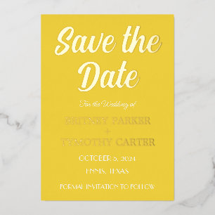 Invitation En Aluminium Code QR moderne photo Mariage de script jaune