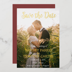 Invitation En Aluminium Code QR moderne Photo Vin Bourgogne Script Mariage