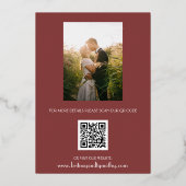 Invitation En Aluminium Code QR moderne Photo Vin Bourgogne Script Mariage (Verso)