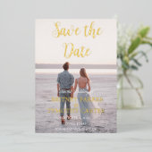 Invitation En Aluminium Code QR moderne Script photo Mariage jaune (Debout devant)