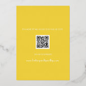 Invitation En Aluminium Code QR moderne Script photo Mariage jaune (Verso)