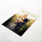 Invitation En Aluminium Code QR moderne Script photo Terracotta Mariage (Rotation)