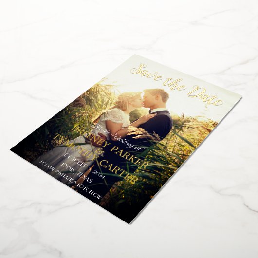 Invitation En Aluminium Code QR moderne Script photo Terracotta Mariage (Rotation)