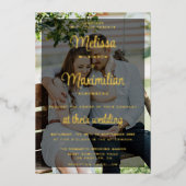 Invitation En Aluminium Code QR noir de 2 photos de script moderne RSVP en (Recto)