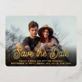 Invitation En Aluminium Code QR Script Rétro 2 Photo Mariage Enregistrer l (Recto)
