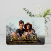 Invitation En Aluminium Code QR Simple Écriture Mariage Enregistrer la Dat (Debout devant)