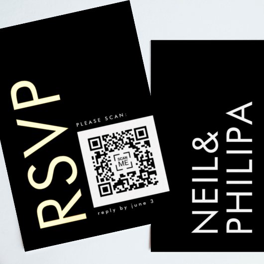 Invitation En Aluminium CODE QR ULTRA MODERNE 2 x RSVP OR