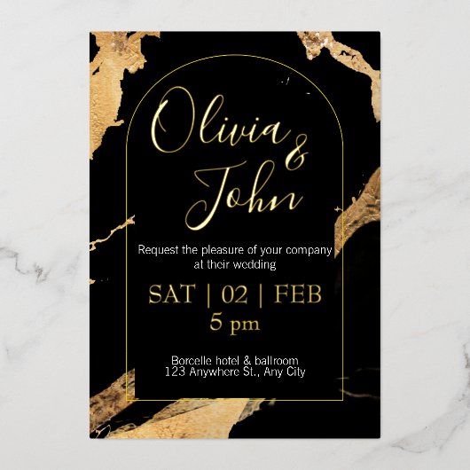 Invitation En Aluminium Code QR ultra moderne or mariage (Recto)