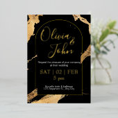 Invitation En Aluminium Code QR ultra moderne or mariage (Debout devant)