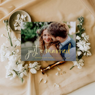 Invitation En Aluminium Cœur Annonce de mariage avec feuille d'or 'Just