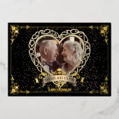 Invitation En Aluminium Coeur d'amour romantique Golden 50e anniversaire P (Recto)