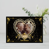 Invitation En Aluminium Coeur d'amour romantique Golden 50e anniversaire P (Debout devant)