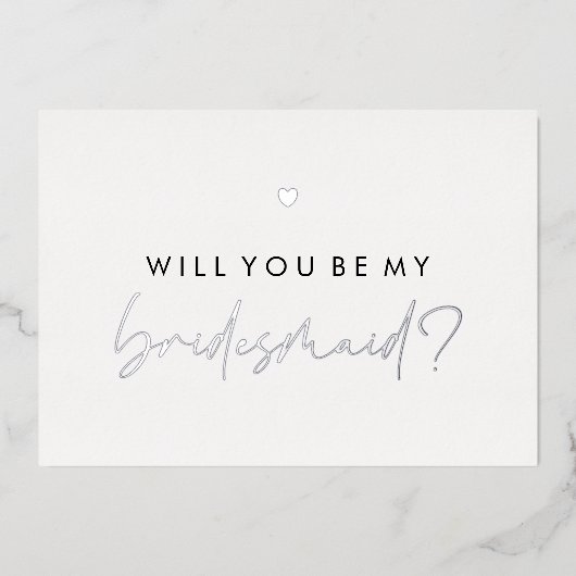 Invitation En Aluminium Coeur D'Argent Serez-Vous Ma Femme D'Accueil (Recto)