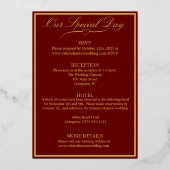 Invitation En Aluminium Coeur & Rose, Bourgogne Mariage Gold Full (Verso)