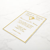 Invitation En Aluminium Coeur & Rose, Elégant Mariage blanc, Gold Full (Rotation)