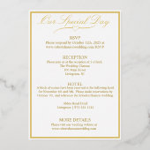 Invitation En Aluminium Coeur & Rose, Elégant Mariage blanc, Gold Full (Verso)