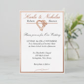 Invitation En Aluminium Coeur & Rose, Mariage blanc élégant, (Debout devant)