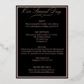 Invitation En Aluminium Coeur & Rose, Mariage noir, Rose Gold Full (Verso)