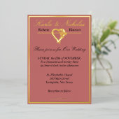Invitation En Aluminium Coeur & Rose, Rose de cannelle Mariage (Debout devant)