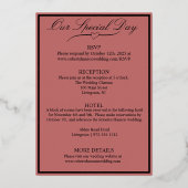 Invitation En Aluminium Coeur & Rose, Rose de cannelle Mariage (Verso)