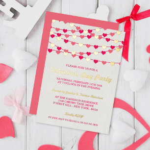 Invitation En Aluminium Cœurs d'amour en ficelle suspendus pour la fête de
