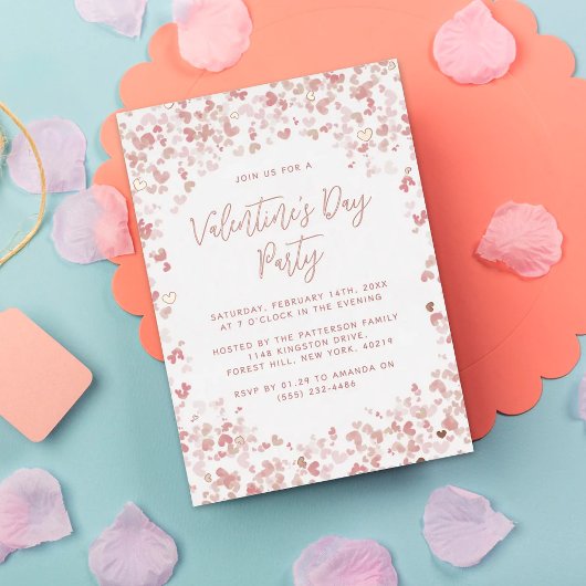 Invitation En Aluminium Coeurs d'amour rose Saint Valentin Véritable
