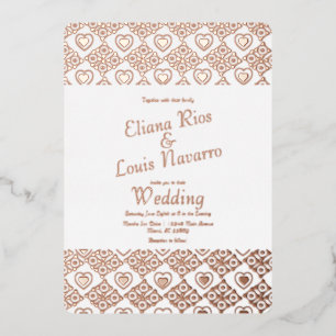 Invitation En Aluminium Cœurs de carreaux mexicains Talavera or mariage pr