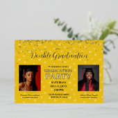 Invitation En Aluminium Coeurs jaunes Double Graduation or (Debout devant)