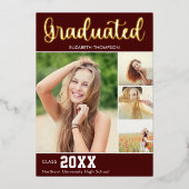 Invitation En Aluminium Collage 4 Photos Modern Script Graduation (Recto)