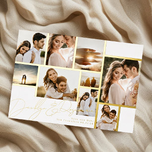 Invitation En Aluminium Collage blanc cadre multi-photo Save The Date or