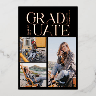 Invitation En Aluminium Collage de photos de promotion 2024 Rose Gold Fête