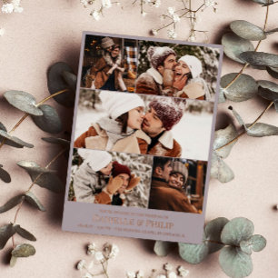 Invitation En Aluminium Collage de photos gris mariage informel Rose Gold