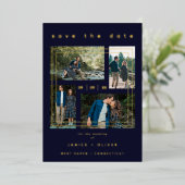 Invitation En Aluminium Collage Mariage tendance de luxe bleu marine minim (Debout devant)