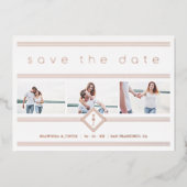 Invitation En Aluminium Collage Minimalist 3 Photos Couple Wedding Initial (Recto)