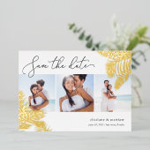 Invitation En Aluminium Collage photo de feuillage tropical Enregistrer la (Debout devant)