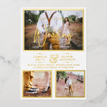 Collage photo élégant feuille d'OR Mariage Blanc