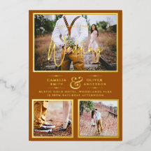 Collage photo élégant feuille d'or Mariage terraco